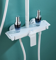 Système de douche moderne poli pour salle de bain, 4 fonctions, mitigeur de douche en laiton blanc avec cartouche céramique, robinet de douche pluie pour appartement