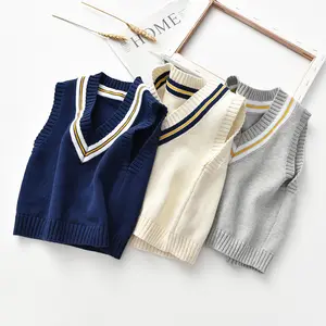 Autumn Winter Kids Sleeveless Sweaters V-neck Casual Kids Vest Sweater Boy And Girl Knitted Vest For Children