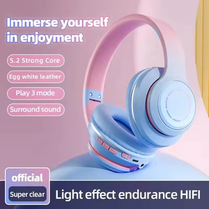 <span class=keywords><strong>Casque</strong></span> sans fil Hi-Fi avec microphone lumineux, style sportif dégradé, pour filles, avec réduction de <span class=keywords><strong>bruit</strong></span> et basses profondes, compatible avec les écouteurs - Product Image 3