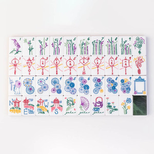 Ensemble de tuiles de mahjong personnalisées à quatre couches avec 160 tuiles de mahjong de style américain en perles - Product Image 2