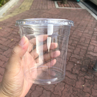 Vente en gros de gobelets jetables en plastique PET recyclables de 16 oz à paroi simple avec couvercles, logo personnalisé pour le thé, le vin, la tequila, la soda, le champagne
