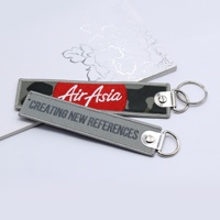 Porte-clés de moto personnalisé, écologique et durable, avec broderie double face motif cochon, style Jet Tag tissé