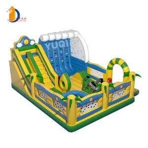 Outdoor commercial amusement park play inflatable bouncing jumping obstacle climbing funcity game for kids adults