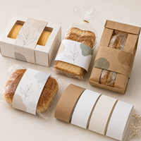 Manchon en papier couché recyclable imprimé sur mesure avec étiquette rectangulaire, emballage alimentaire pour boulangerie et biscuits, impression offset du logo