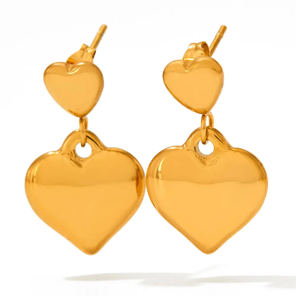 18k Gold Plated Chunky Heart Earring Tarnish Free Stainless Steel Earring Women Jewelry