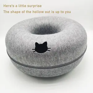 Hard Gray Color Felt Cat Bed Tunnel Cat Cave Customized Brand