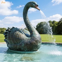 Personnalisé Extérieur Ville Jardin Public Décor Moderne Grand Bronze Coulée Animal Sculpture Géant Bronze Cygne Statue Fontaine D'eau