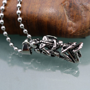 yunnique Skeleton <b>Couple</b> Pendant <b>Necklace</b> Stainless Steel Unisex Party Jewelry - Product Image 1