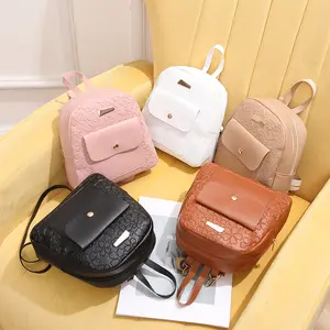 Foreign trade wholesale cheap women's bag 2024 new solid color all-in-one student school bag fashion embossed backpack