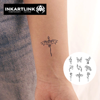INKARTLINK Autocollant de tatouage semi-permanent personnalisé à une ligne, motif Dragon, Serpent, Rose, pour le corps, imperméable, longue durée (2 semaines), encre Jagua