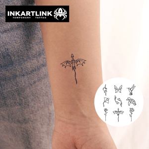 INKARTLINK Autocollant de <span class=keywords><strong>tatouage</strong></span> semi-permanent personnalisé à une ligne, motif Dragon, Serpent, Rose, pour le corps, imperméable, longue durée (2 semaines), encre Jagua - Product Image 3