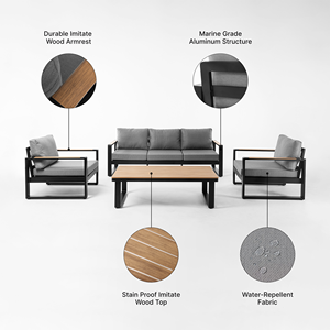 Canapé de jardin en aluminium commercial meubles de terrasse d'hôtel ensemble de salon extérieur de luxe canapé de patio de station de vacances résistant aux intempéries - Product Image 3