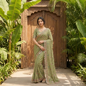 NiMa Creations <b>Red</b> Embroidered Silk <b>Saree</b> Traditional Indian Wedding Wear Women Regular Fit All Seasons Quick Dry - Product Image 1
