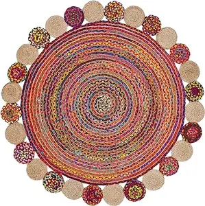 Super Quality Organic Jute Round Shape Rugs Handmade Jute Rug Set Use for Living And Bedroom