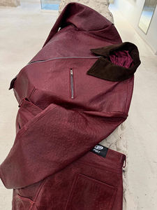 Completo in Pelle da <span class=keywords><strong>Uomo</strong></span> <span class=keywords><strong>Oversize</strong></span>, Abbigliamento Sportivo in Pelle di Alta Qualità, Giacca Retrò in PU con Ginocchia Rinforzate e <span class=keywords><strong>Pantaloncini</strong></span> Larghi Stile Street - Product Image 2