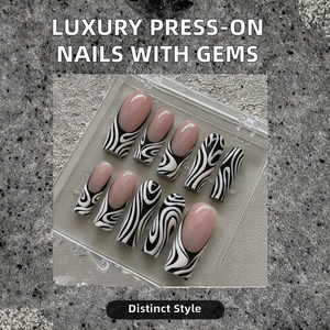 Lujo personalizado grueso acrílico hecho a mano a presión <span class=keywords><strong>uñas</strong></span> diamantes <span class=keywords><strong>de</strong></span> imitación Etiqueta Privada <span class=keywords><strong>uñas</strong></span> artificiales diseño elegante para los dedos - Product Image 2