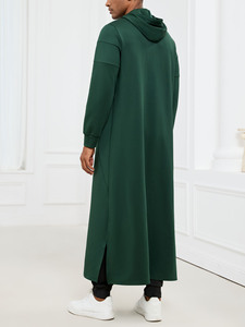 Op maat gemaakte winter Khamis lange Kamis islamitische sport hoodie voor mannen van polyester, bescheiden ronde hals, met zakken voor Ramadan - Product Image 6