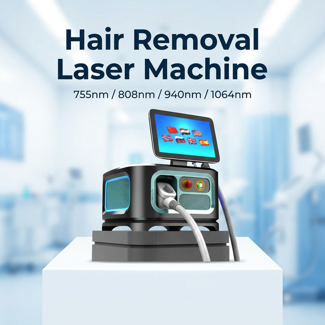 Mqlaser Smart 1600W 808nm Diode Laser Hair Removal Machine Germany Laser Bar Multi-Wavelength Interactive Touch Handle Portable