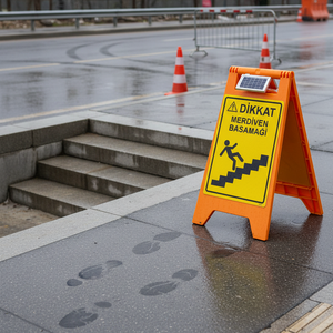 Señal de Advertencia Reflectante de Piso Mojado para Tráfico, Señal de Seguridad para Carreteras, Señal de Tráfico Solar de Plástico con Diseño de Escalón - Product Image 3