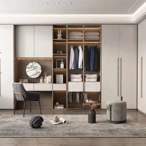 Diseños de Armarios de Dormitorio de Laminado Blanco de Alta Calidad Personalizados, <span class=keywords><strong>Armario</strong></span> con Puerta de Vidrio y Vestidor de Madera - Product Image 1