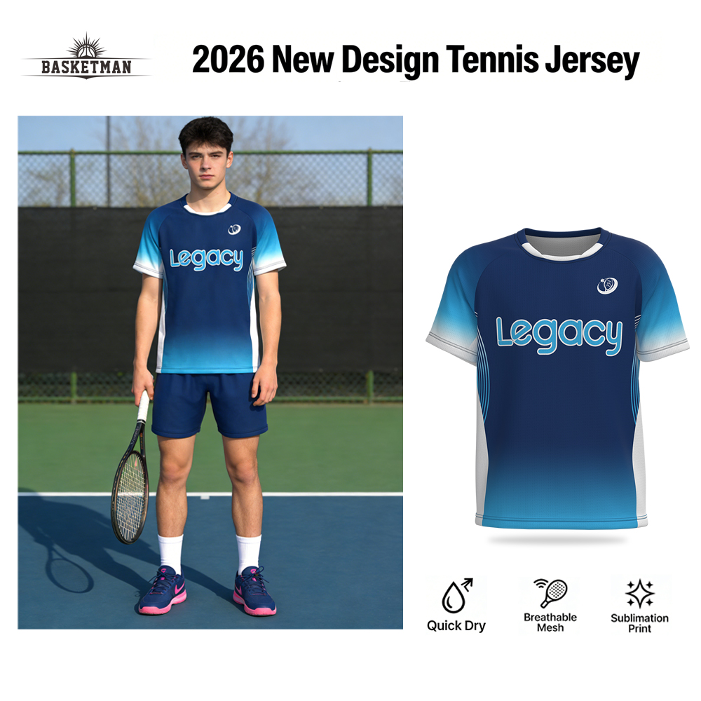 Wholesale Custom Tennis Pickleball Jerseys Quick Dry Breathable Men's Sportswear Sublimation Printing Team Uniform T-Shirts