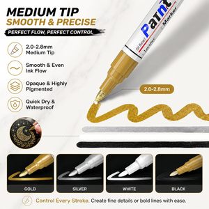 Wholesale Quick-drying Paint Marker Assorted 4 Regular Colors Wearable Tip Oil Based Paint <b>Pen</b> Set with <b>Refill</b> Ink - Product Image 2