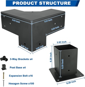 Nhiệm Vụ Nặng Nề Thép Không Gỉ Dày Thép Góc Pergola Bộ Dụng Cụ <span class=keywords><strong>4X4</strong></span> Pergola Khung Bộ Dụng Cụ Pergolas Chân Đế - Product Image 2