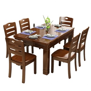 Meubles de salle à manger en bois massif, table à manger compacte en bois moderne - Product Image 6
