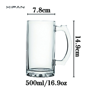 Verre à bière Xipan en verre transparent de 500 ml avec poignée, personnalisable avec logo, pour l'Oktoberfest, hôtels et cadeaux d'affaires - Product Image 3