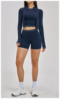 Ensemble de tenues de sport pour femmes avec logo personnalisé, blocs de couleur, taille haute, taille croisée, ensemble de vêtements de sport, tenue de fitness, ensemble de yoga 3 pièces