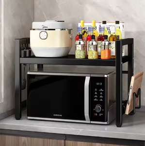 Étagère <span class=keywords><strong>de</strong></span> four à micro-ondes <span class=keywords><strong>extensible</strong></span> à vente chaude, étagère à grille-pain réglable, supports <span class=keywords><strong>de</strong></span> <span class=keywords><strong>rangement</strong></span> à 3 niveaux, conception non pliable pour le salon - Product Image 5