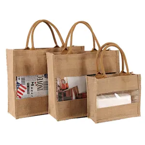 Custom Print Big Capacity Clothes Packaging Eco Friendly Shopping Pouch Jute Tote Bags Handbag