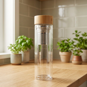 Bicchiere Bailey da 400ml con Infusore in Vetro Borosilicato e Coperchio in Bambù Modello 100810-1 - Product Image 3