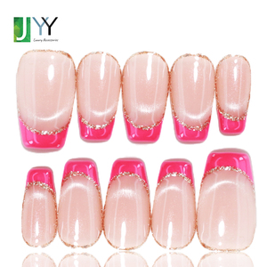 Unghie Finte di Alta Qualità Fatte a Mano con Gel <span class=keywords><strong>French</strong></span> Tip, Vendita all'Ingrosso, 10 Pezzi, Effetto Occhio di Gatto, Nude, Unghie Finte in Gel - Product Image 6