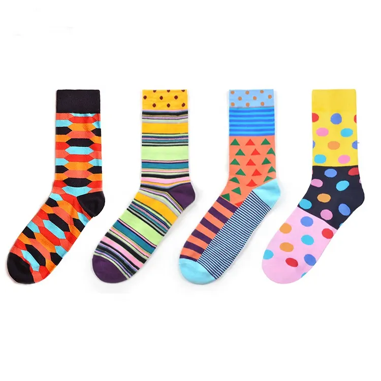 Girls womens unisex geometric jacquard school style socks