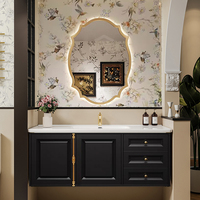 Ensemble de meuble-lavabo de salle de bain en céramique sans joint de type américain, lavabo en chêne, lavabo antique de style français, lavabo de luxe léger