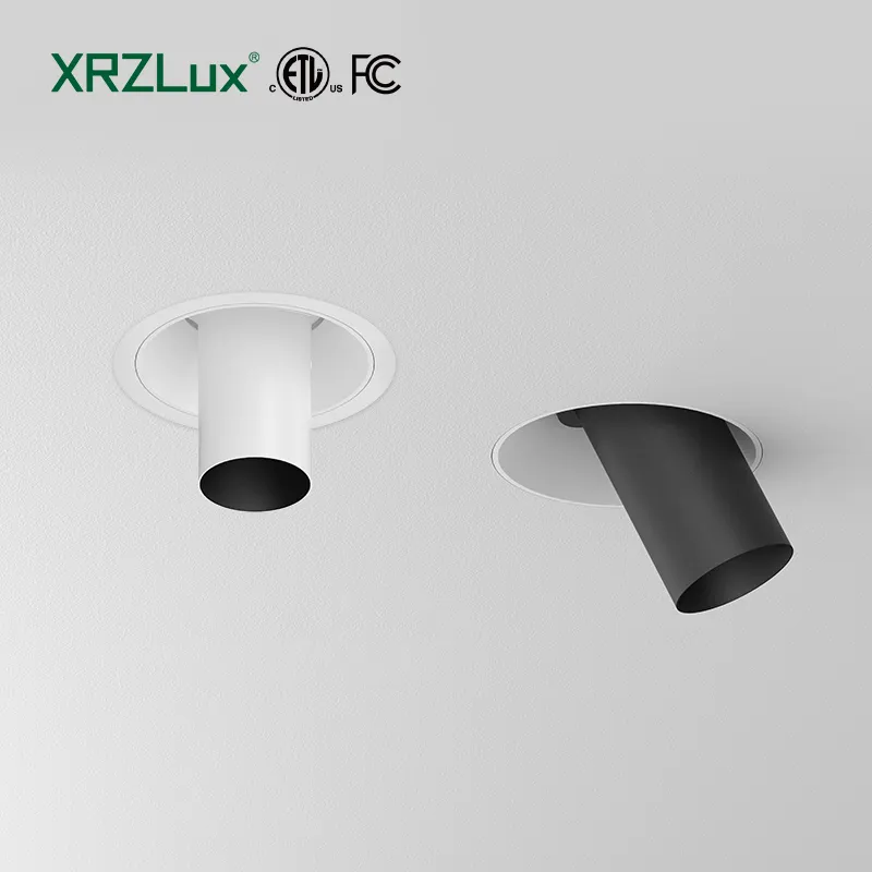 XRZLux 8W 벽 와셔 매입형 통 호텔 스포트 라이트 알루미늄 LED COB 다운 라이트 조정 가능한 상업용 스포트라이트 통