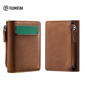 TILONSTAR TVC902 Custom Automatic RFID Blocking Credit Pop Up <b>Card</b> Wallet Aluminum Leather <b>Card</b> <b>Holder</b> With Zipper Coin Pocket - Product Image 4