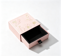 Boîte cadeau de luxe avec tiroir, boîte d'emballage pour bijoux en papier texturé floral avec dorure à chaud et doublure en mousse noire pour petits cadeaux