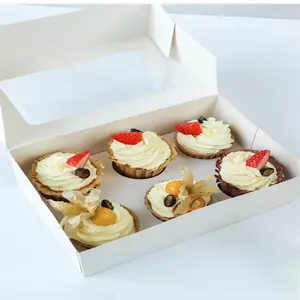 Cupcake di imballaggio della scatola bianca della finestra della scatola del bigné di alta qualità di fascia alta