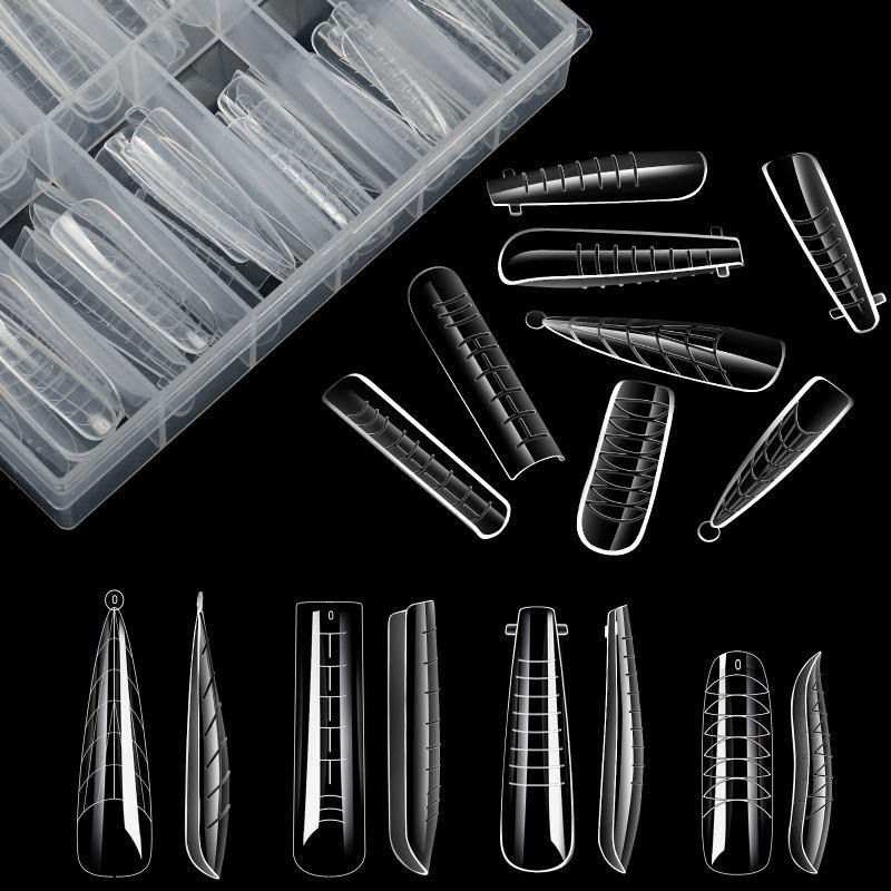 96pcs/boxes Graduated Markings Artificial Nail Molds Nail Art Mold Set ...