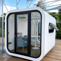 Cabine de travail modulaire transparente préfabriquée, imperméable, pour extérieur, jardin ou bureau