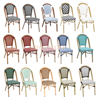 Chaise de bistrot moderne empilable en rotin PE, tressée à la main, imperméable, pour l'extérieur, idéale pour les hôtels et les parcs