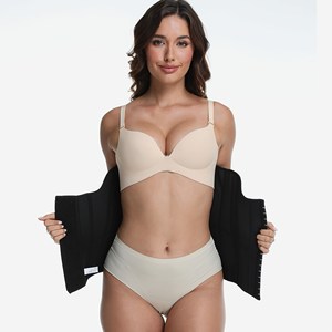 Ceinture de maintien de la taille pour femme, noire, à entrejambe ouvert, pour récupération post-partum, 1 pièce, fabriquée à Wenzhou, en fibre de polyester - Product Image 2