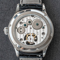 Montres mécaniques en acier avec affichage de la date, phases solaires et lunaire, et tourbillon, conçues et fabriquées en usine pour la marque des clients