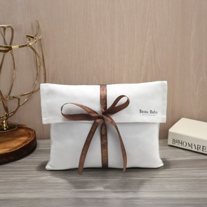 Reusable Custom Logo Printed <b>White</b> Cotton Twill Envelope Pouch Clothes Gift Packing <b>Bag</b> With Ribbon Shoe Handbag Cover Dust <b>Bag</b> - Product Image 1