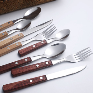 <strong>New</strong> <strong>Design</strong> Product Reusable Bulk <strong>Cutlery</strong> 304 Stainless Steel Tableware <strong>Cutlery</strong> Set with Wood Handle