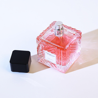 Vente en gros de flacons de parfum carrés transparents populaires de 100 ml, flacons de parfum vides en verre avec emballage en boîte et couvercle personnalisé