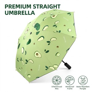 Paraguas Promocionales de Nueva Llegada, Paraguas Rectos con Diseño de Aguacate, Paraguas de Pongee con Estructura de Hierro, Venta al por Mayor para Lluvia <span class=keywords><strong>y</strong></span> Sol - Product Image 2