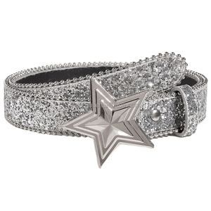 <span class=keywords><strong>Ceinture</strong></span> en cuir PU à paillettes brillantes <span class=keywords><strong>pour</strong></span> femmes <span class=keywords><strong>Ceinture</strong></span> étoile Y2K <span class=keywords><strong>pour</strong></span> <span class=keywords><strong>robe</strong></span> en jean - Product Image 3